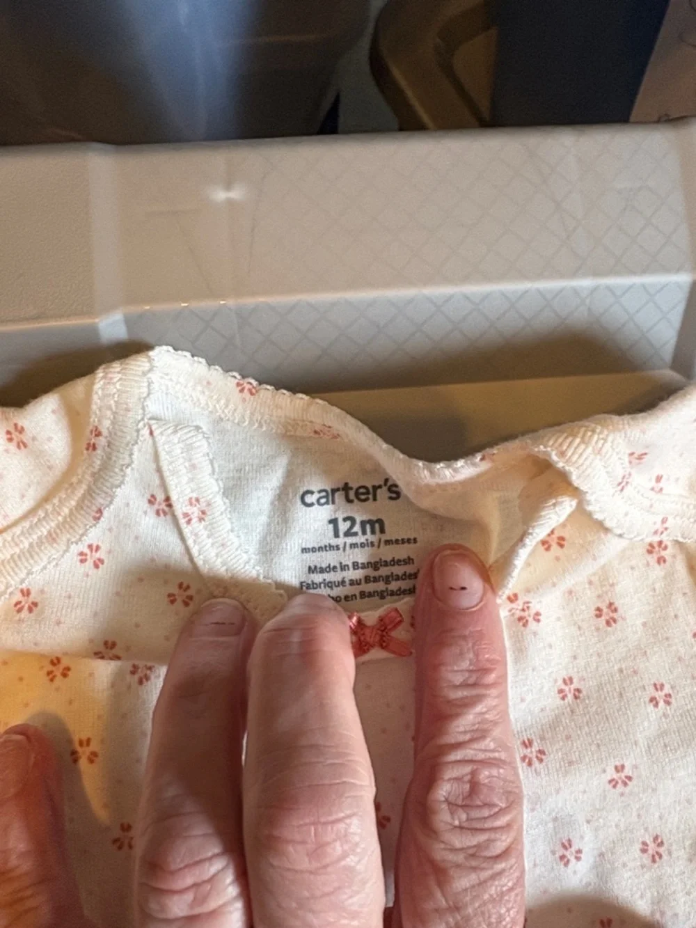 Carter's Cream Floral Short-Sleeve Bodysuit with Pink Print and pink pants - Picture 4 of 8
